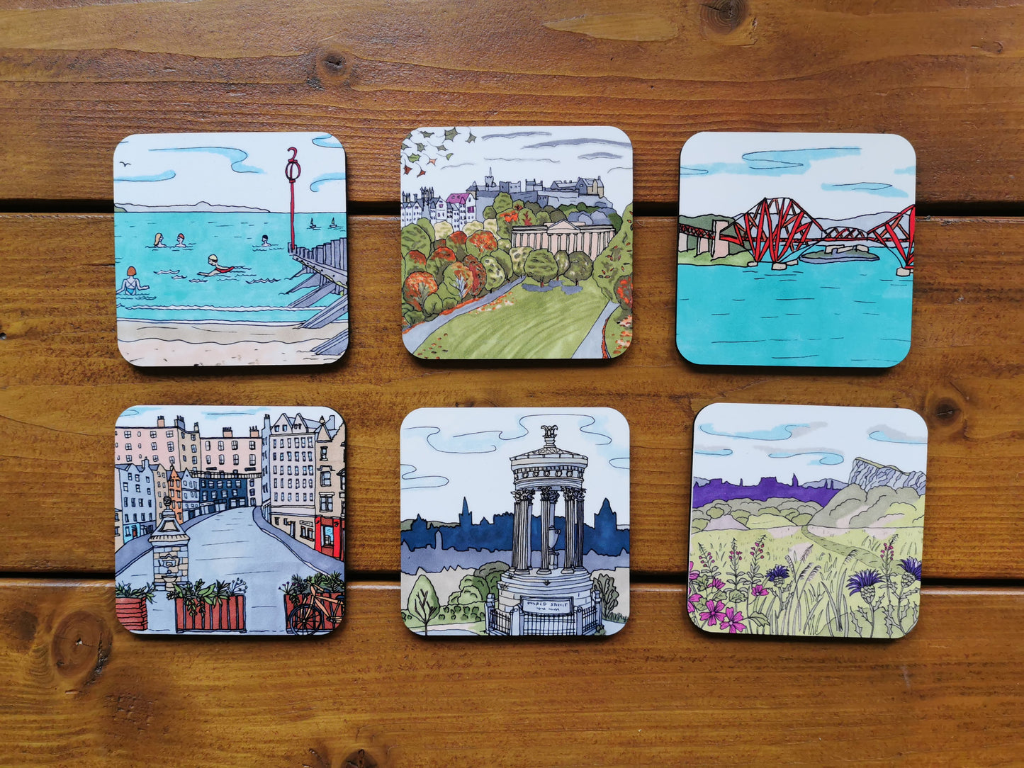 Coaster Set of 6 - Edinburgh and Scotland Designs